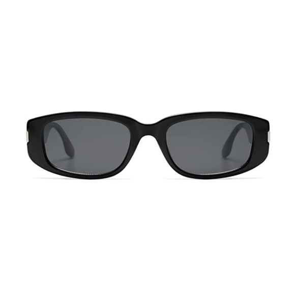 Black Classics Rectangle Sunglasses Womens Mens Retro Vintage Narrow Frame - Picture 2 of 4